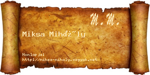 Miksa Mihály névjegykártya